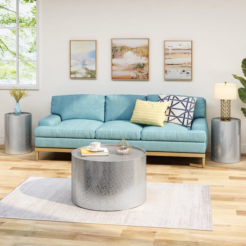 Christopher Knight Home Braeburn Modern Round 3-Piece Table Set - Silver