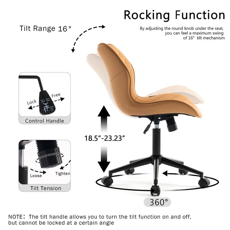 Faux Leather Office Chair with Wheels, Upholstered Task Chair