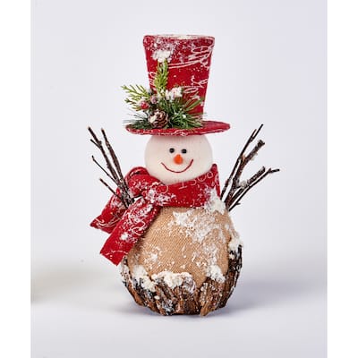 11" Iced Burlap Snowman