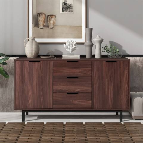 Merax Large Storage Space Particleboard Sideboard with Wood Grain Stickers