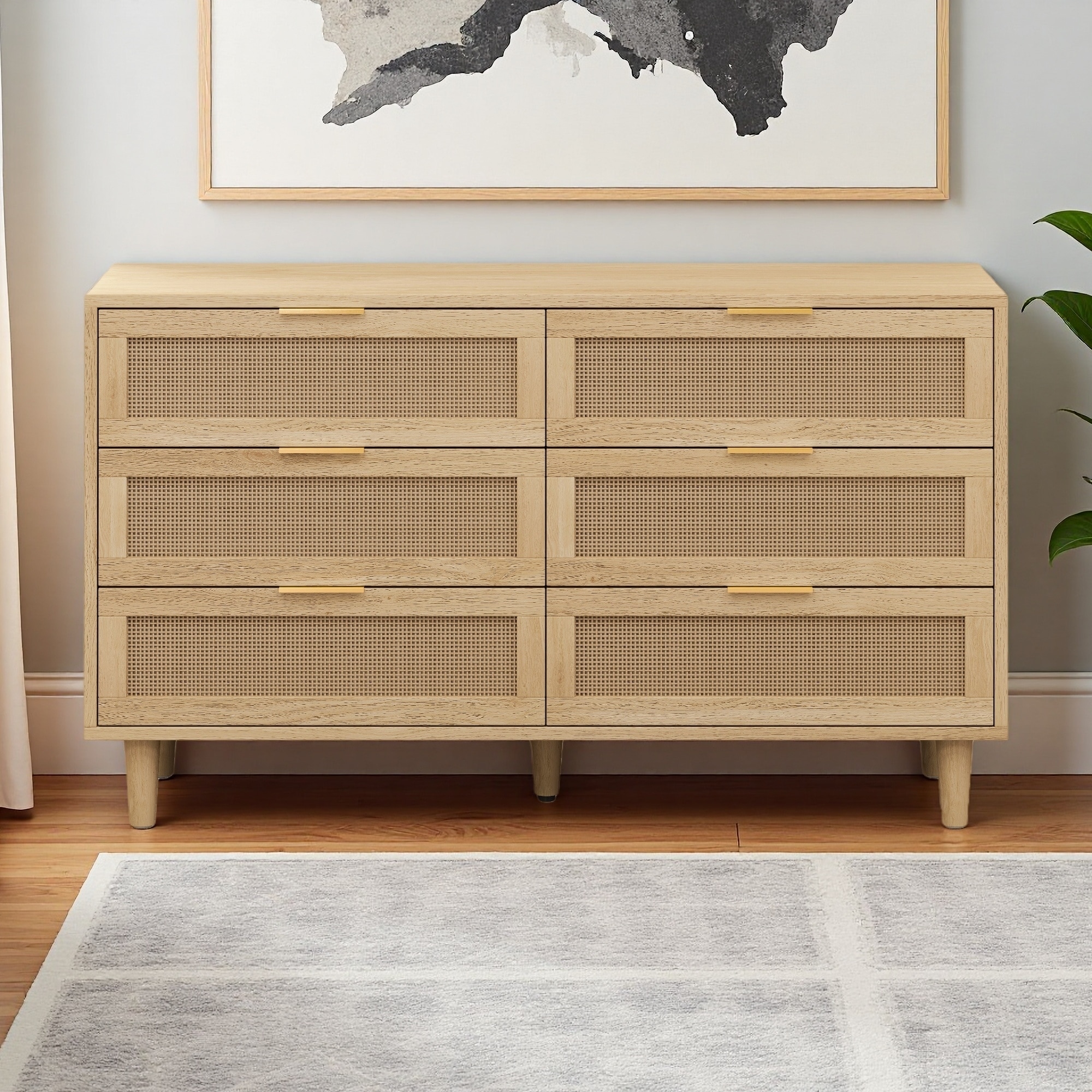 51.18" 6-Drawer Cabinet with White Drawer Slides