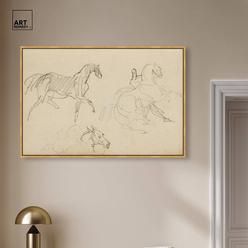 Gericault - Three horse studies Canvas by Art Remedy