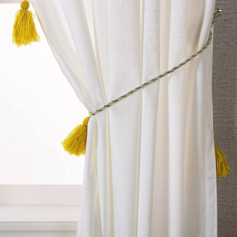 DriftAway Boho Velvet Handmade Tassel Curtain Room Darkening Thermal Insulated Window Curtains