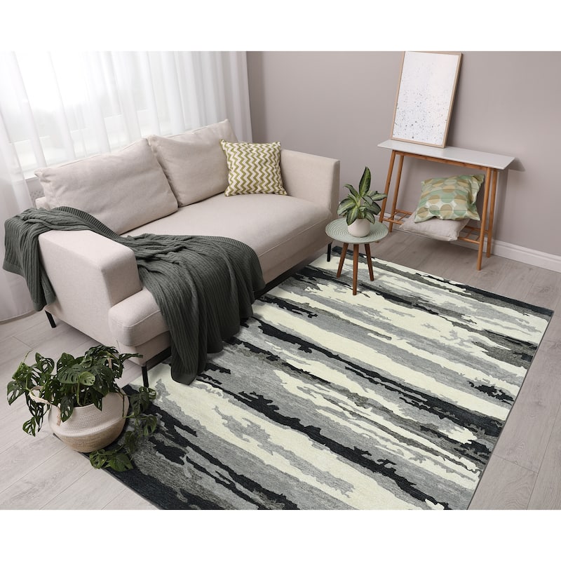 Modern Hand-Tufted Area Rug - 4' x 6' - Dark Gray