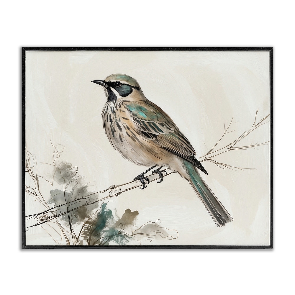 Stupell Perched Bird Illustration Framed Giclee Art Design By LSR Creative Studio