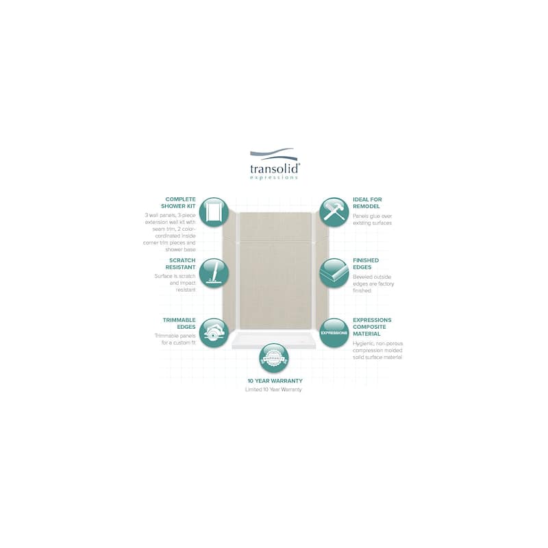 Transolid Expressions 60-in X 32-in X 96-in Glue to Wall Shower Kit - 32" x 60" x 96"