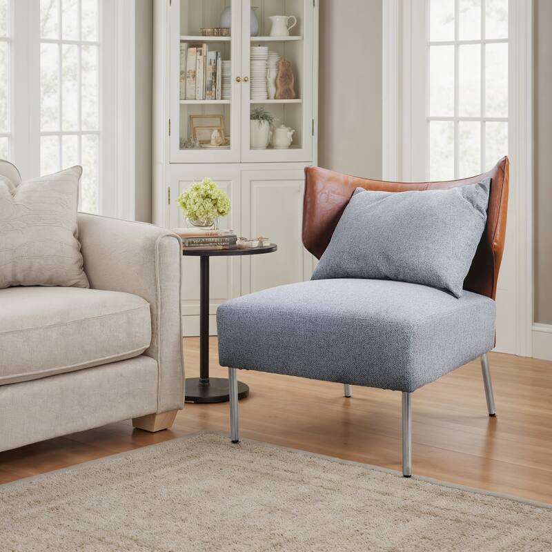 Art Leon Upholstered Accent Side Chair - Grey and Brown