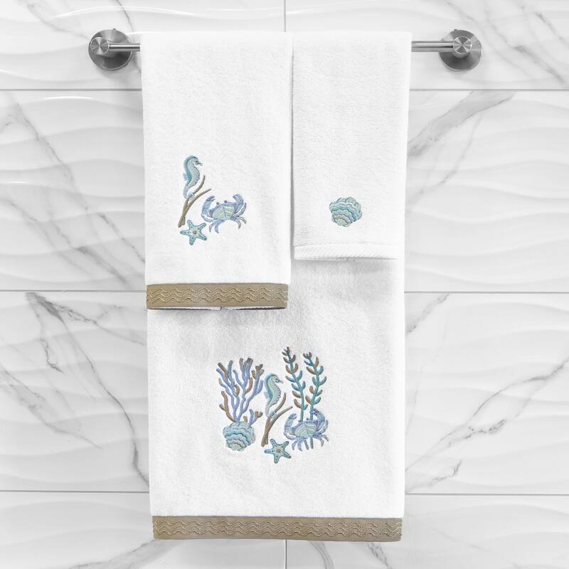 Authentic Hotel and Spa Turkish Cotton Aaron 2PC Embellished Fingertip Towel Set