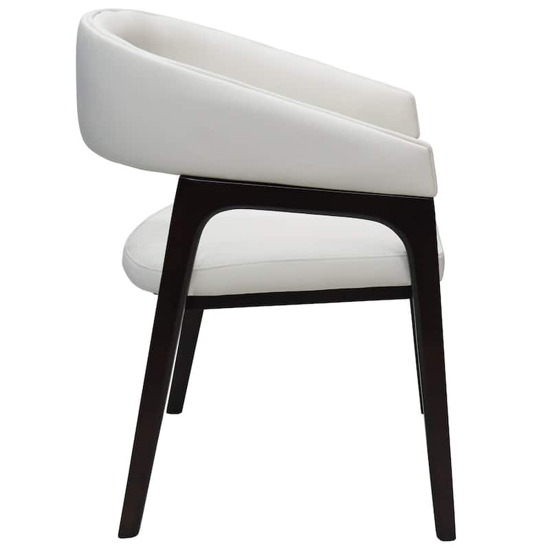 Cali Leather Dining Chair with Rubberwood Legs for Modern Kitchend and Dining Room Accent Arm Chair With Curved Open Back Design
