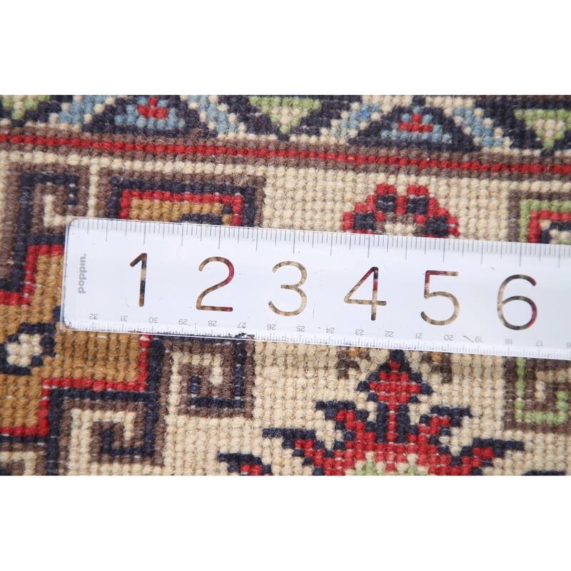 Hand Knotted Oriental 100% Wool Carpet Traditional Geometric Red Kazak Area Rug - 9' 6'' X 6' 4''