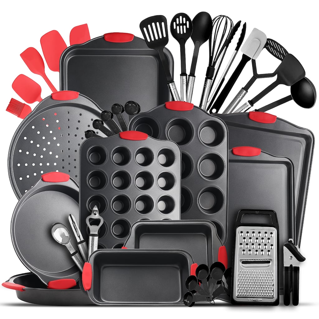 JoyTable 15 Piece Bakeware Set + 24 Piece Utensil Set - Stainless Steel, Non-Stick, Dishwasher Safe, and Heat Resistant