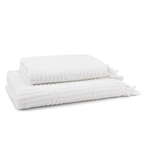 slide 1 of 7, East'N Blue Troya Bamboo Bath Towel Set (Set of 2) - (1 Bath Towel, 1 Hand Towel)