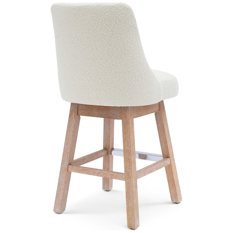 Boucle Polyester Upholstered Swivel Counter Stool - Foot Glides (Set of 2)