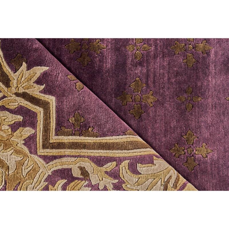 EXQUISITE RUGS ONE-OF-A-KIND Super Tibetan Weave Hand Knotted Burgandy Rug - 9'x12'