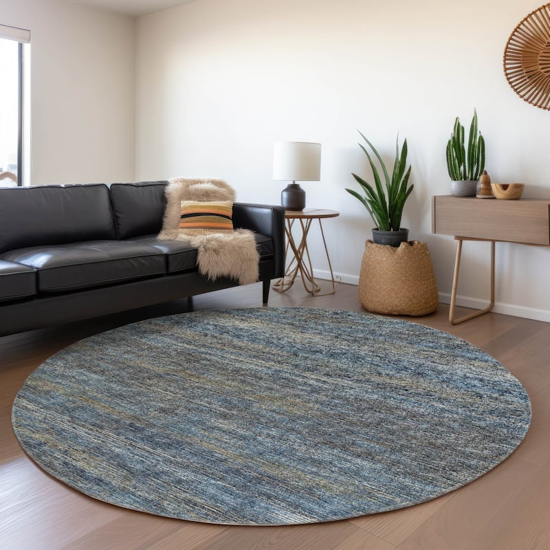 Premium Washable Super Soft Solid Ombre Mayfield Rug - Blue - 8' x 8' - Round