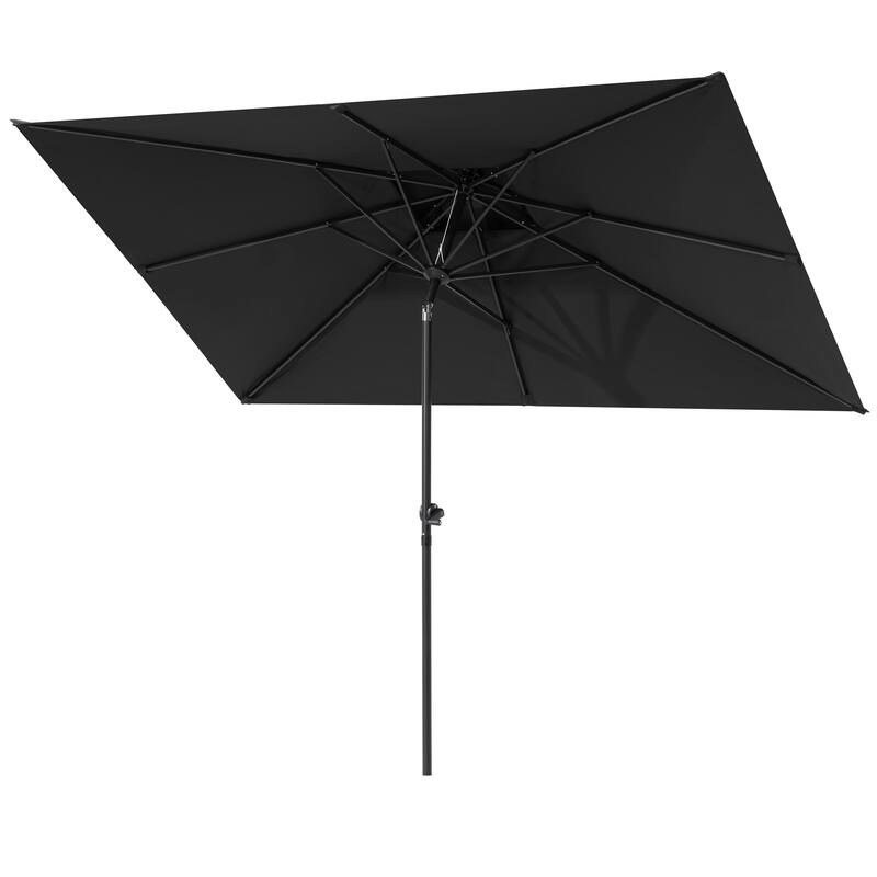 10 x 6.5 FT Outdoor Rectangular Double Top Patio Market Umbrella with Tilt & Crank