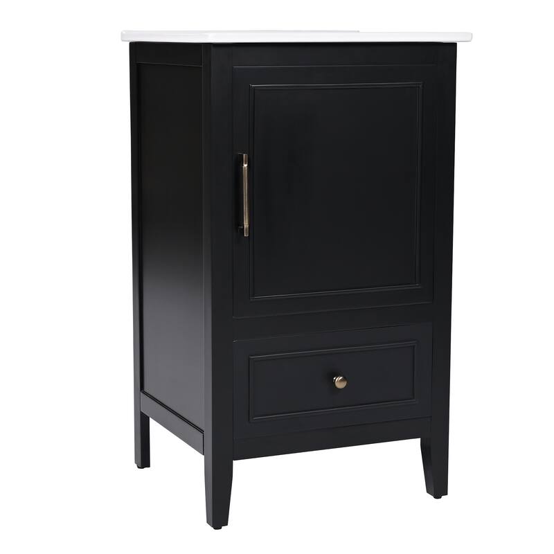 Bathroom Vanity with Sink, Freestanding Wooden Bathroom Cabinet, Bathroom Vanity Set with Door, Storage Rack & Drawer