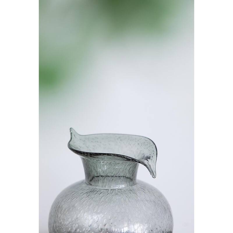 10" Light Gray Bubble Glass Round Table Vase - 7.50