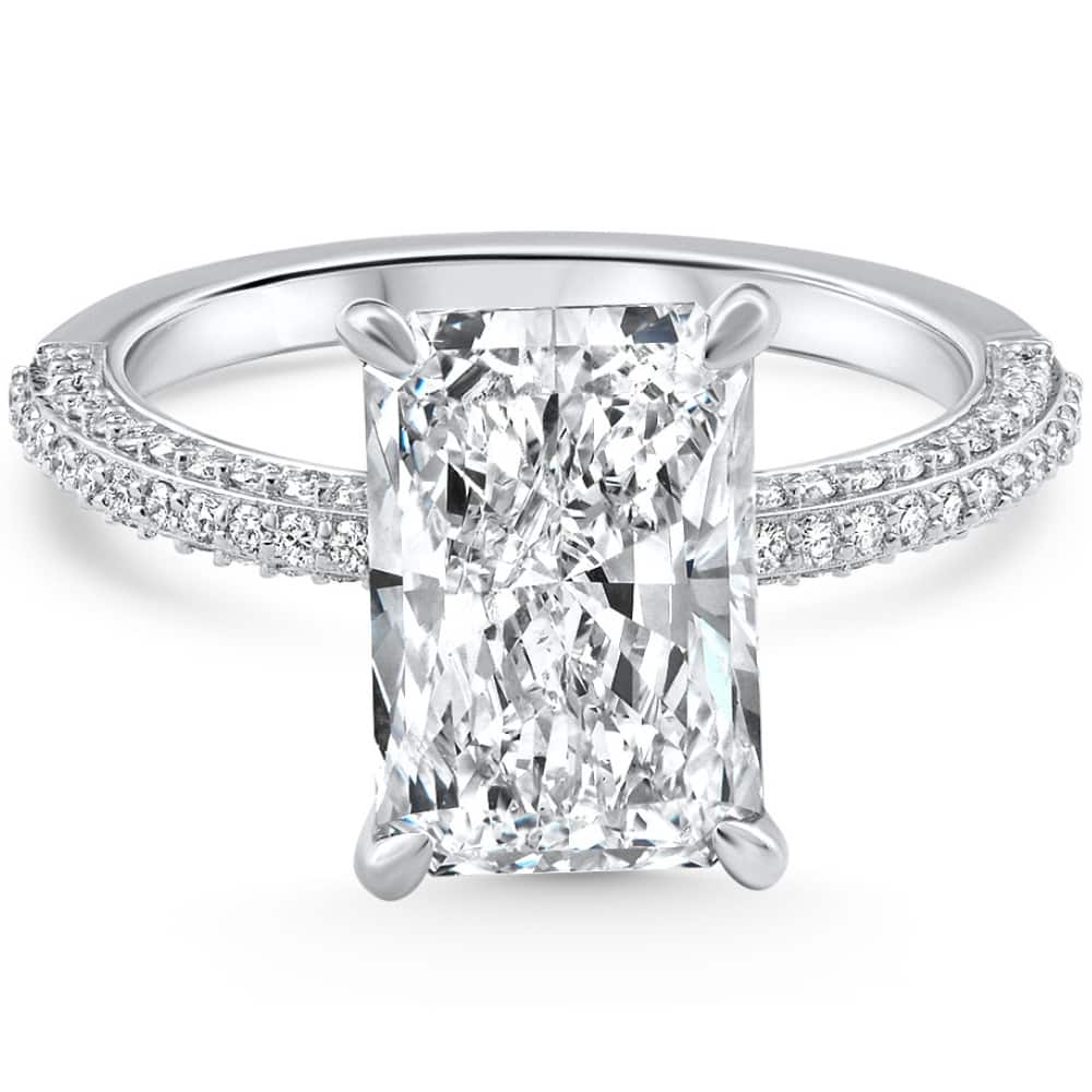 Bliss Diamond Certified 3.44Ct Cassidy Radiant Cut Diamond Engagement Ring Gold Lab Grown