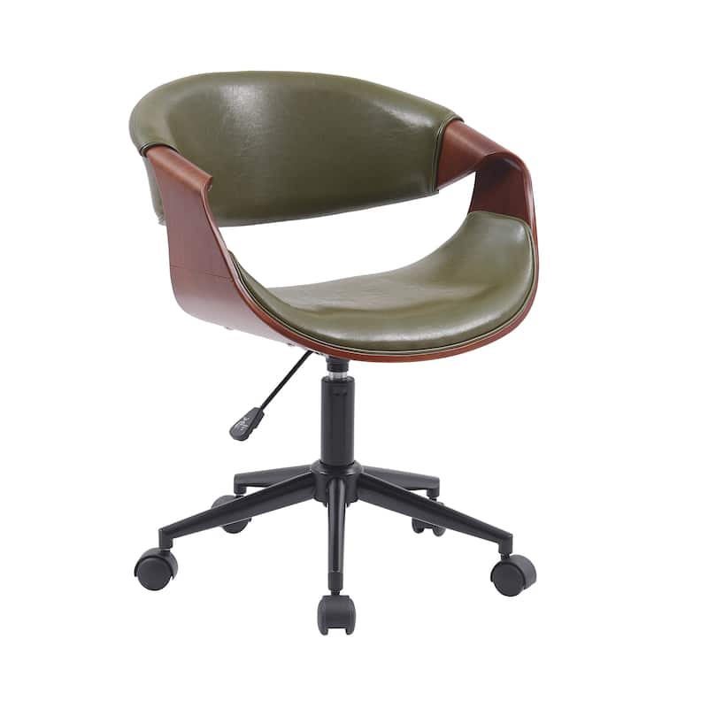Porthos Home Elio Faux Leather Mid Century Office Chair with Black Metal Base