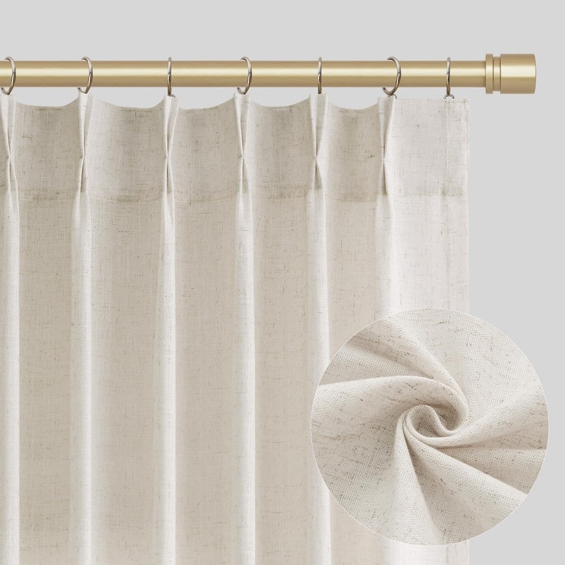 Natural Cream Pinch Pleated Linen Curtains