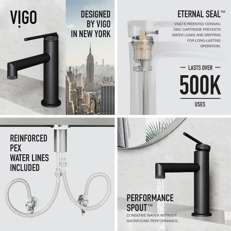 VIGO Sterling 7" H Single Handle Single Hole Bathroom Faucet