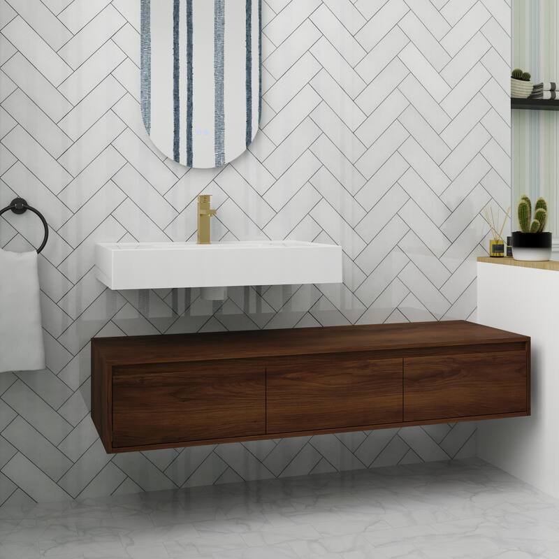 ARTCHIRLY 30/60 Inch Bathroom Vanity with Sink, Floating Bathroom Vanity With Soft Close Drawer