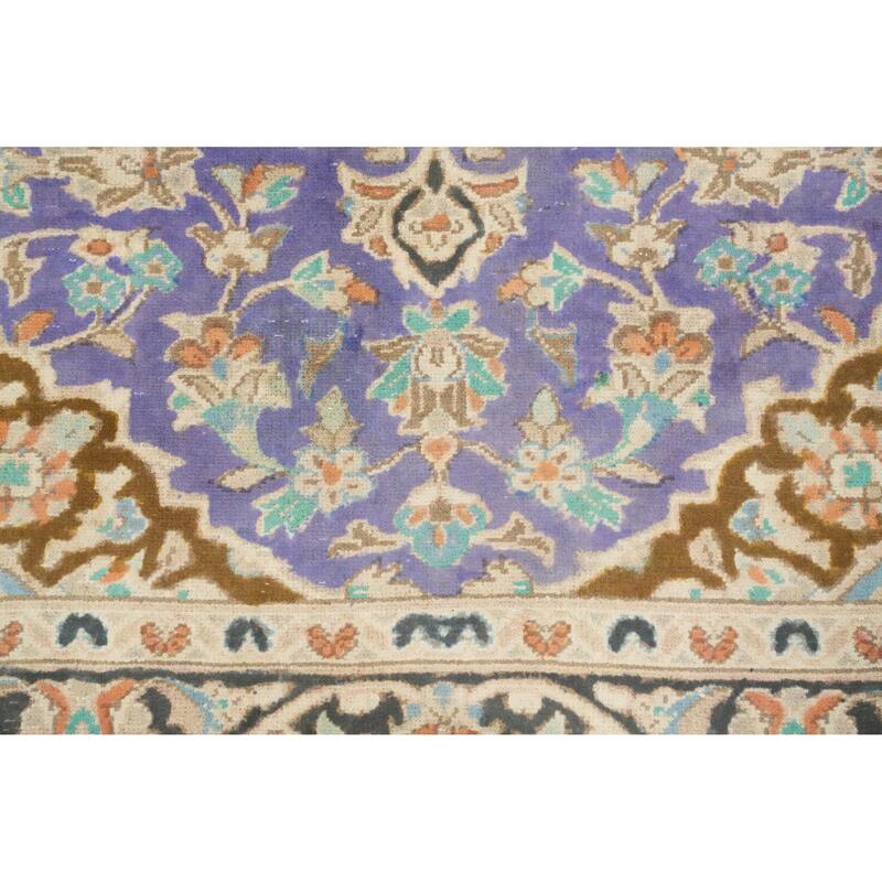 Hand Knotted Oriental 100% Wool Carpet Traditional Floral Purples Tabriz Area Rug - 4' 7'' X 3' 3''
