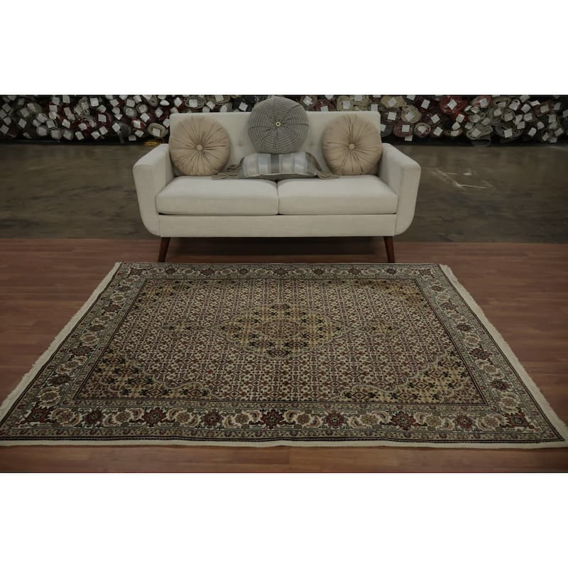 Hand Knotted Oriental 100% Wool Carpet Traditional Floral Beige & Ivories Tabriz-Mahi Area Rug - 6' 7'' X 5' 0''