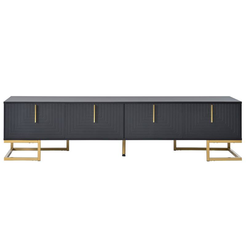 ON-TREND Modern TV Stand with Metal Legs and Gold Handles for TVs Up to 80''