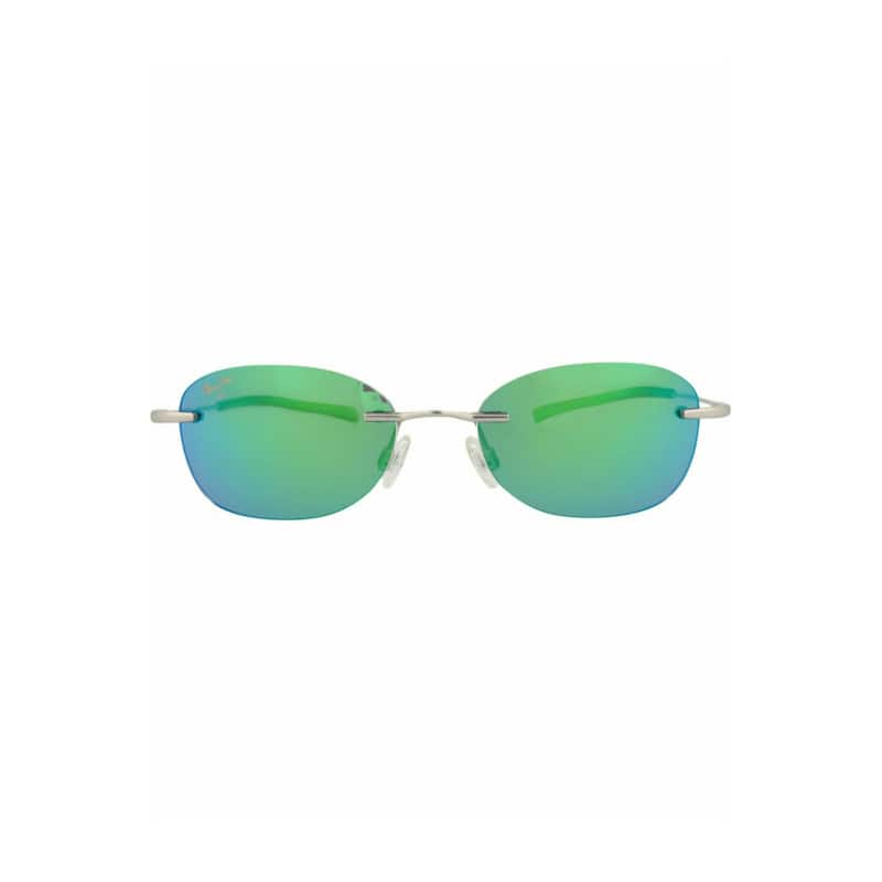 Maui Jim Round-Frame Memory Metal Sunglasses - Silver Silver Green - Silver - Green Lens