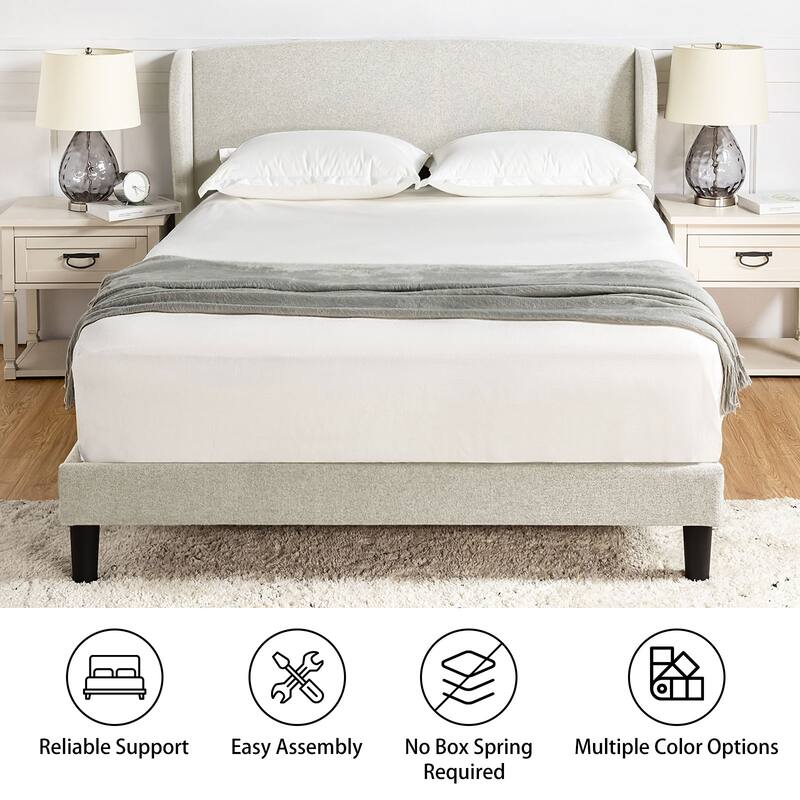Gerald Traditional Upholstered Wingback Platform Bed By HULALA HOME