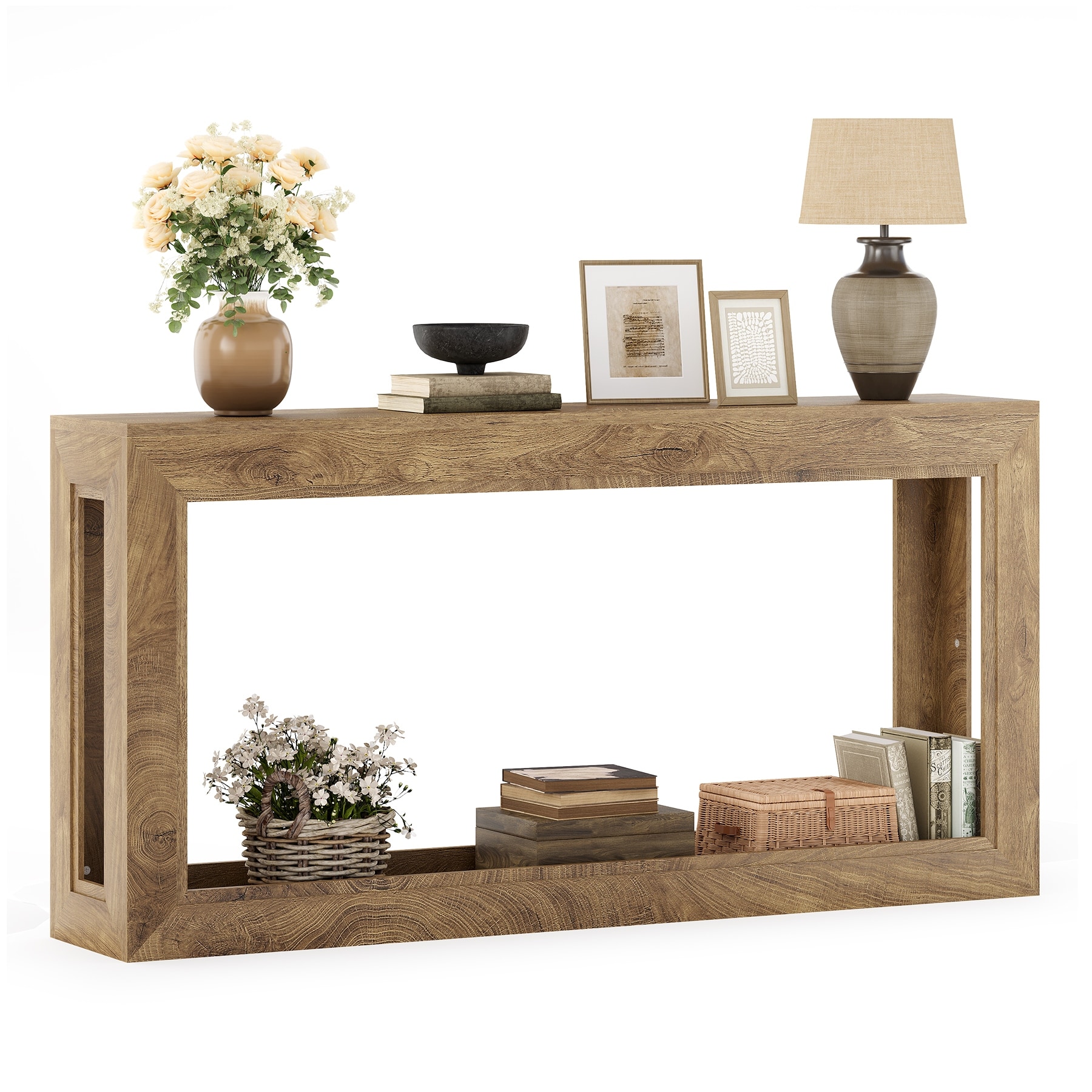 63'' 2-Tier Console Table Behind Sofa Couch for Entryway Living Room