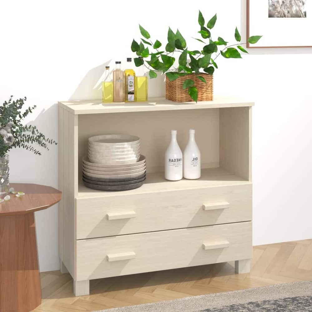 vidaXL Sideboard Buffet Console Cabinet for Bedroom HAMAR Solid Wood Pine - 33.5"x13.8"x31.5"