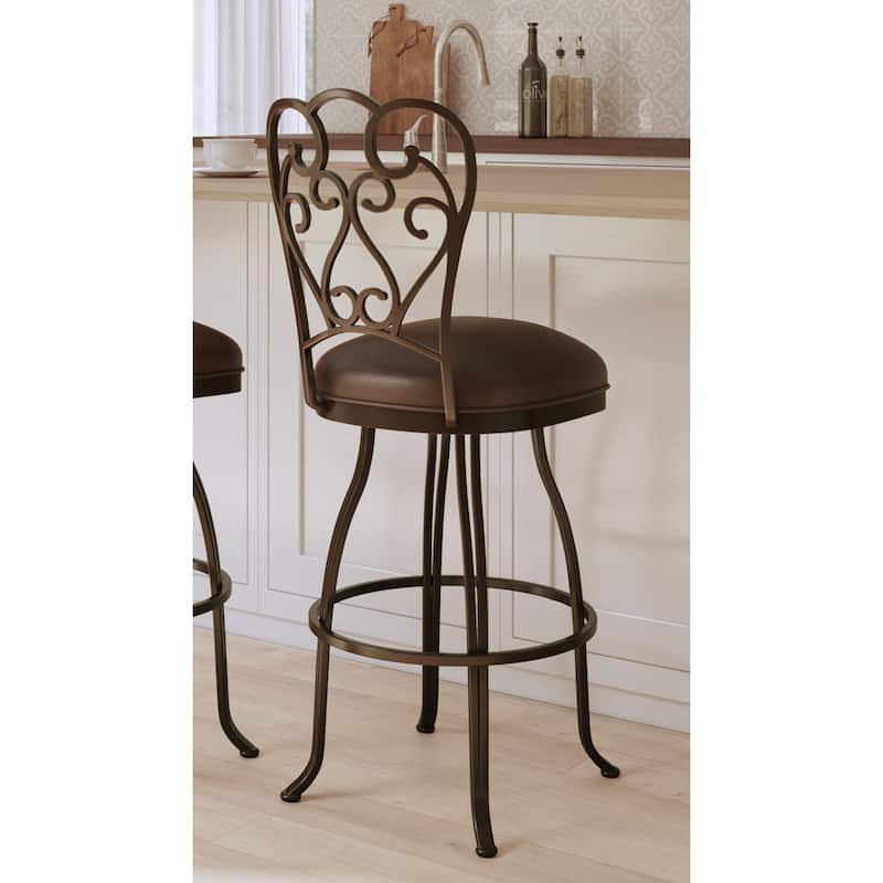 Tempo Furniture Valencia Swivel 26" Counterstool/30" Barstool Sun Bronze Finish & Dark Brown Polyurethane by Furnish Theory