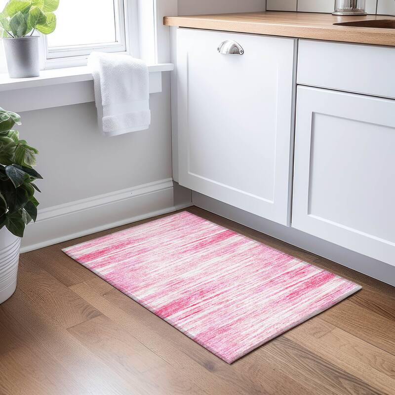 Machine Washable Indoor/ Outdoor Chantille Abstract Stripe Rug