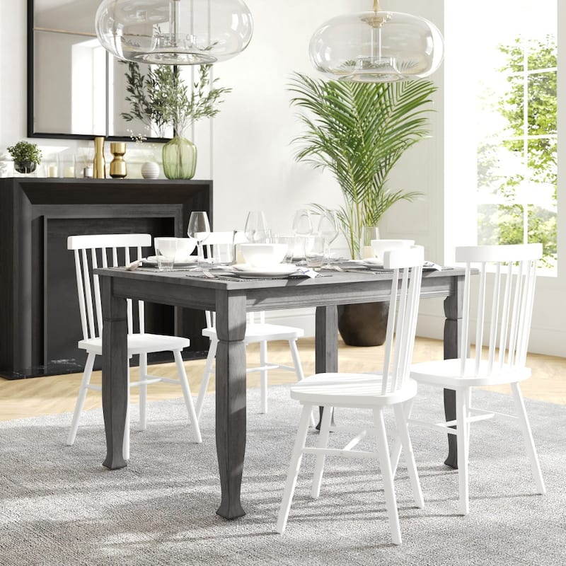 Solid Wood Commercial Grade Dining Table with Turned Legs - 47"D x 36.25"W x 30.25"H - Antique Gray