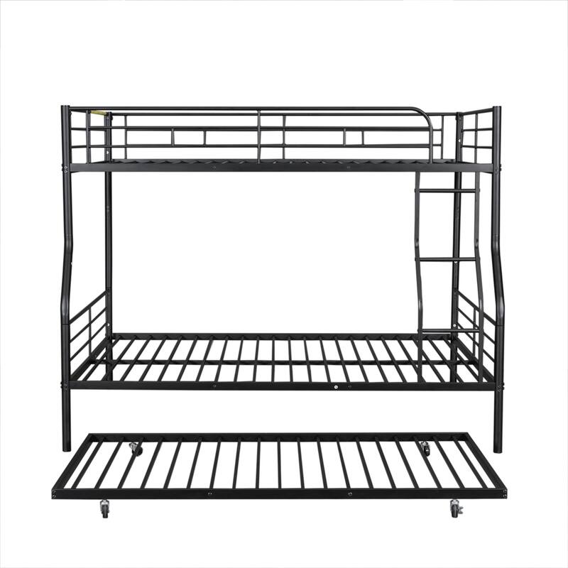 Full XL Over Queen Metal Bunk Bed with Trundle