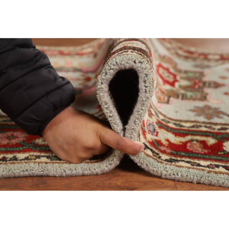 Hand Knotted Oriental 100% Wool Carpet Transitional Geometric Green Khotan Area Rug - 5' 1'' X 3' 1''