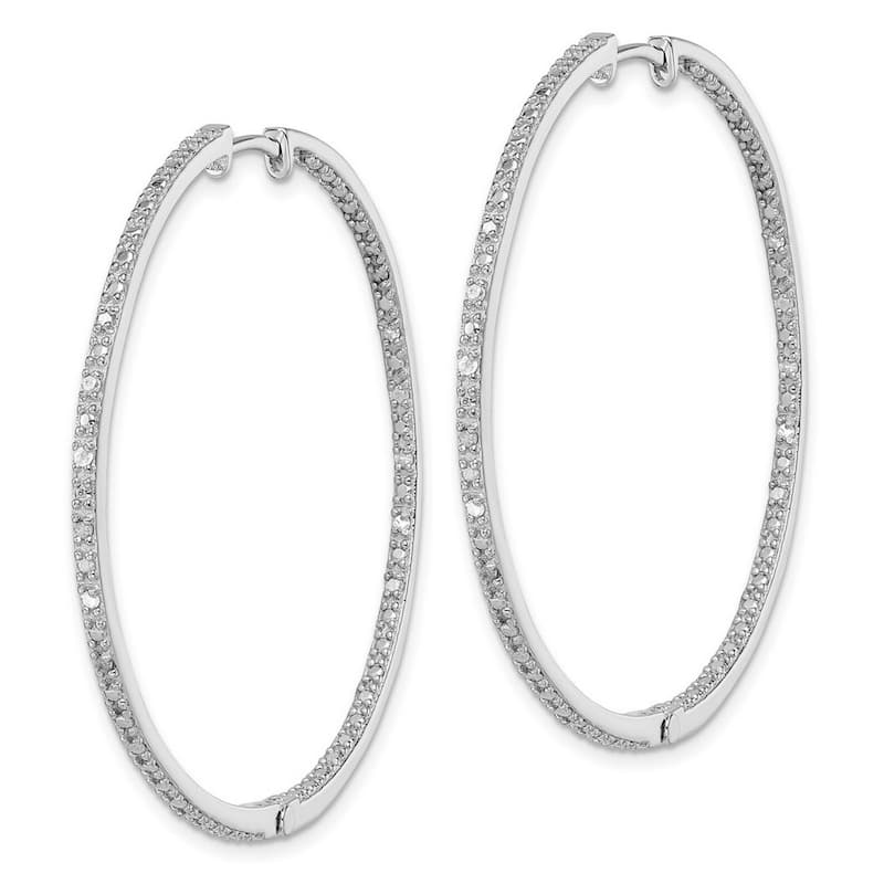 Curata 925 Sterling Silver Polished Hinged post Diamond In and Out Hoop Earrings - 52x52mm Wide 2mm Thick