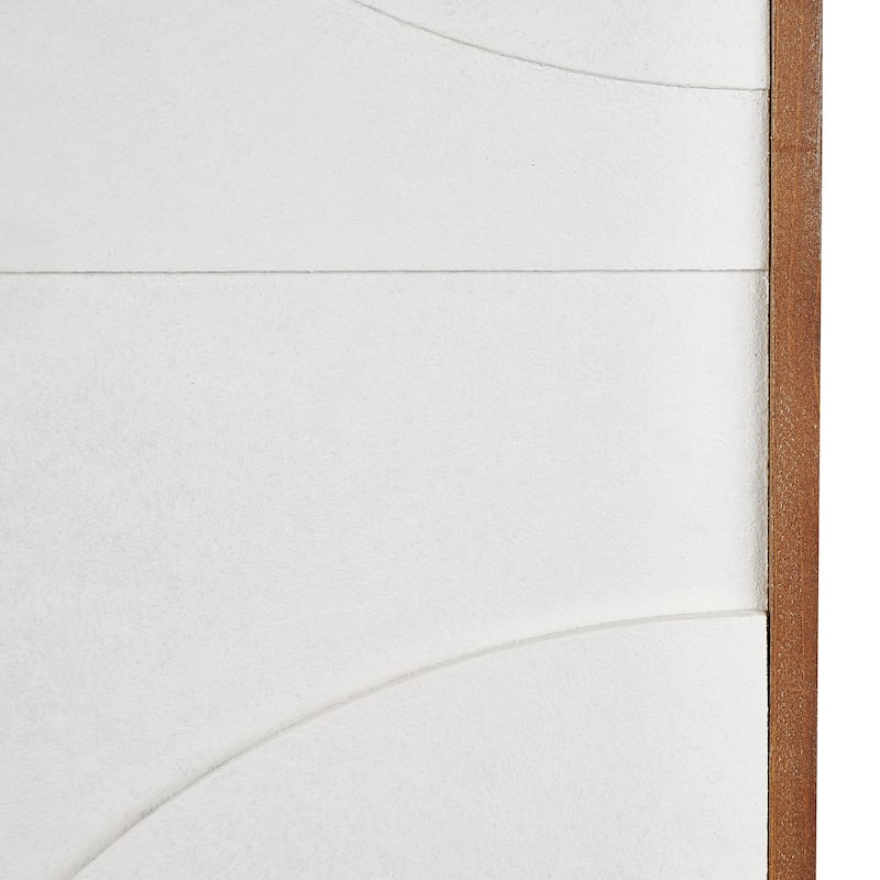 White Wood Dimensional Geometric Shaped Geometric Wall Decor with Brown Wooden Frame