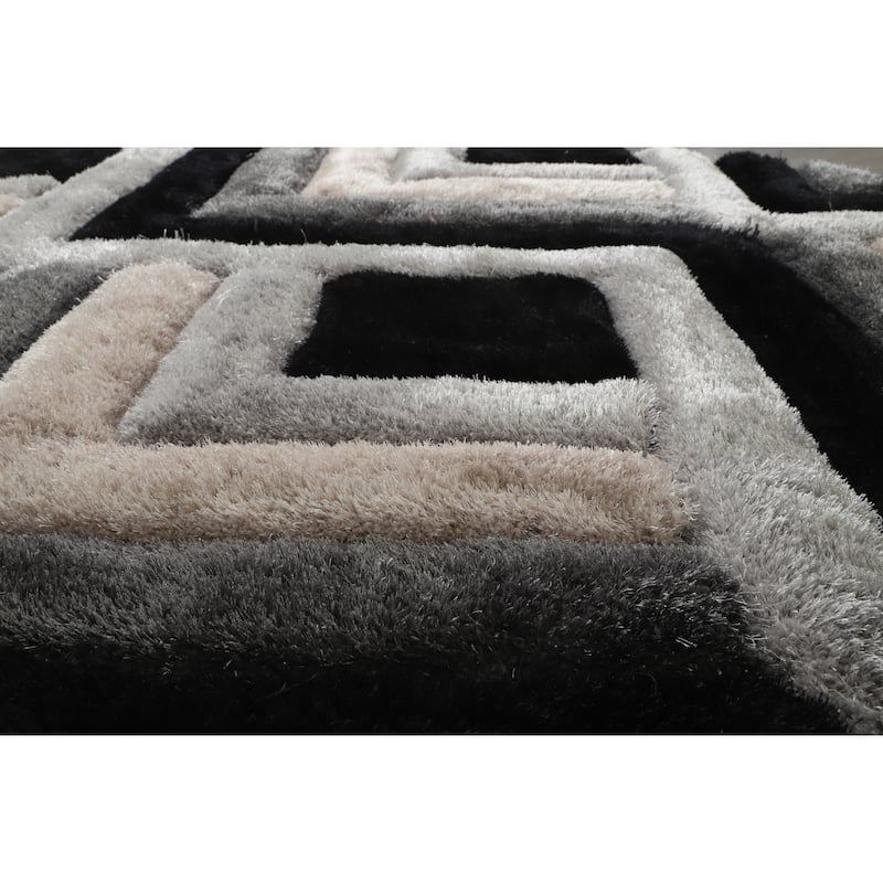 Mateos Shag Collection Grey/Beige/Black Area Rug