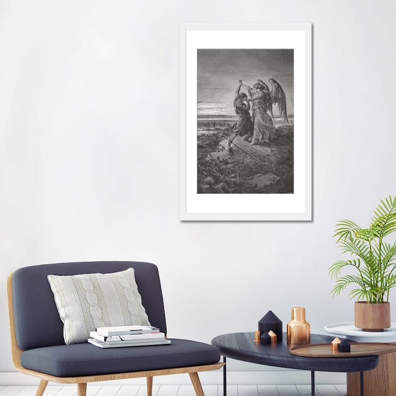 iCanvas "Jacob Wrestling With The Angel, Genesis 32-24-32 (Illustration From Dore's The Holy Bible), 1866" by Gustave Dore