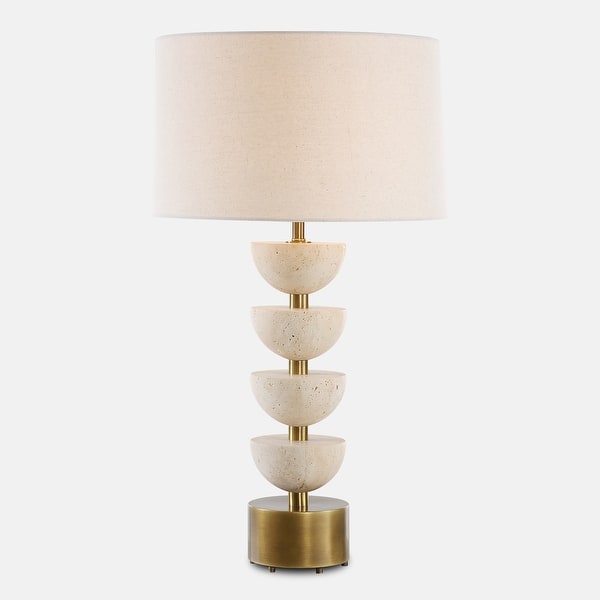 slide 2 of 7, Uttermost Hemisphere Travertine Table Lamp