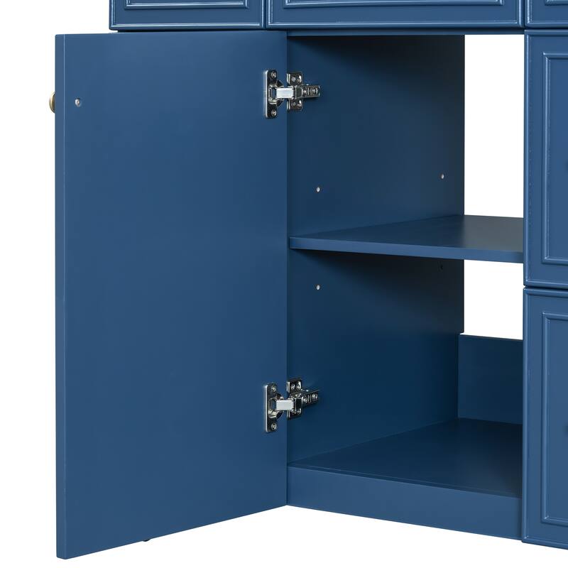 36 Inch Freestanding Bathroom Vanity with White Ceramic Basin and Door and Drawers