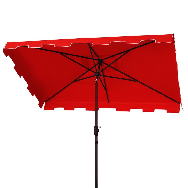 SAFAVIEH Outdoor Living Zimmerman 6.5 x 10-foot Rectangularangular Market Umbrella - Red/White