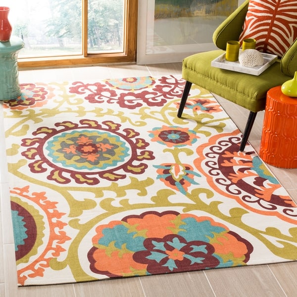 slide 2 of 48, SAFAVIEH Handmade Cedar Brook Izetta Modern Cotton Rug 3' x 5' - Ivory/Orange