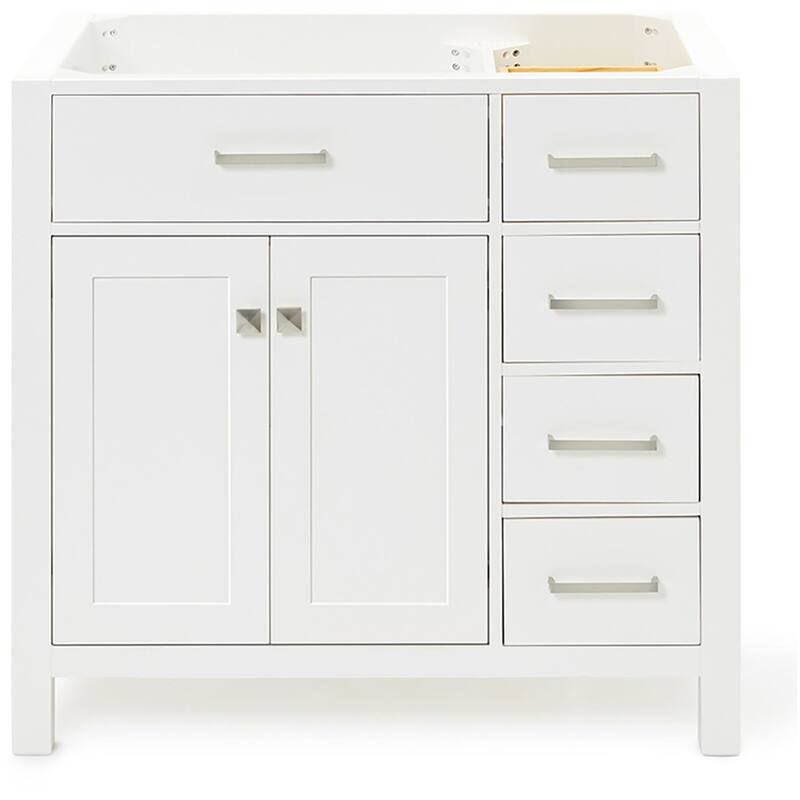 Ariel H036S-L-BC Bristol 36" Single Free Standing Left Offset Vanity - White - Colored