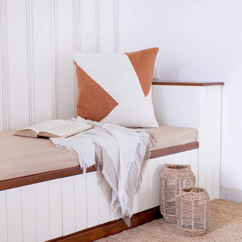 HomeRoots 20" X 20" Brown And Ivory 100% Cotton Abstract Zippered Pillow