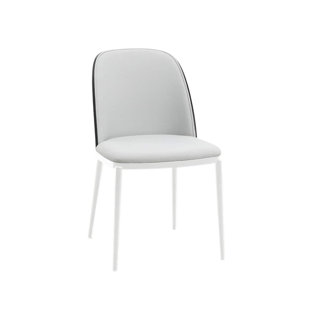LeisureMod Tule Dining Chair with Upholstered Seat and White Steel Frame